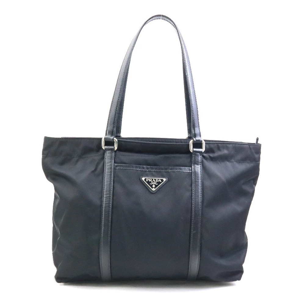 Prada Tessuto tote bag black leather